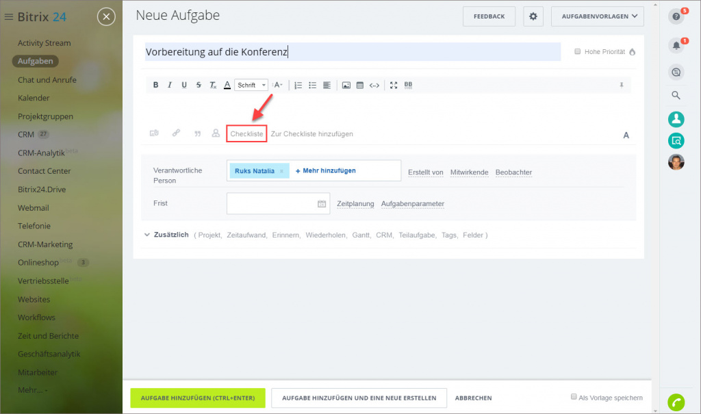 Checklisten In Aufgaben