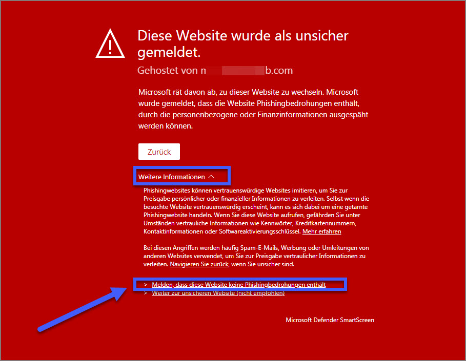 Microsoft Edge: Unsichere Websites