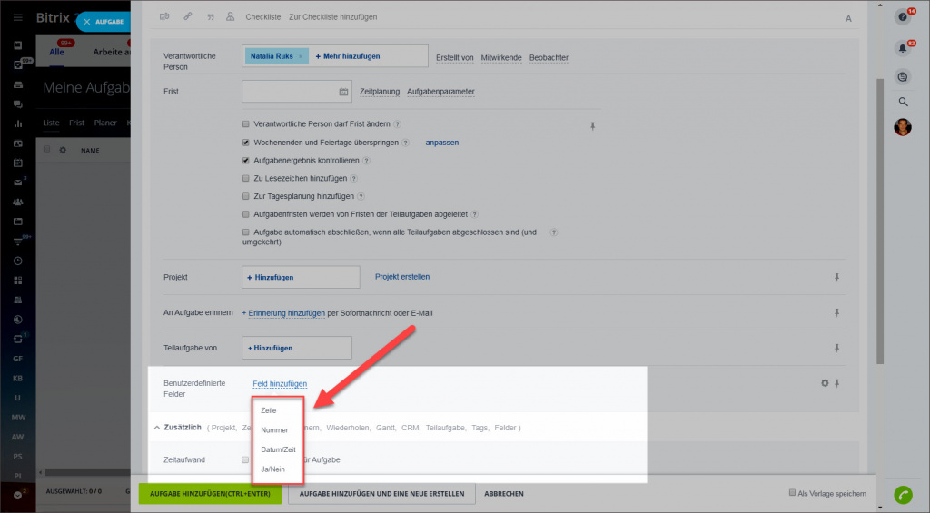 Benutzerdefinierte Eigene Felder In Aufgaben